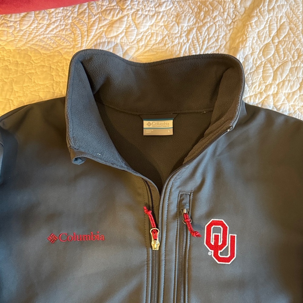 Columbia Charcoal Jacket with Red OU Logo